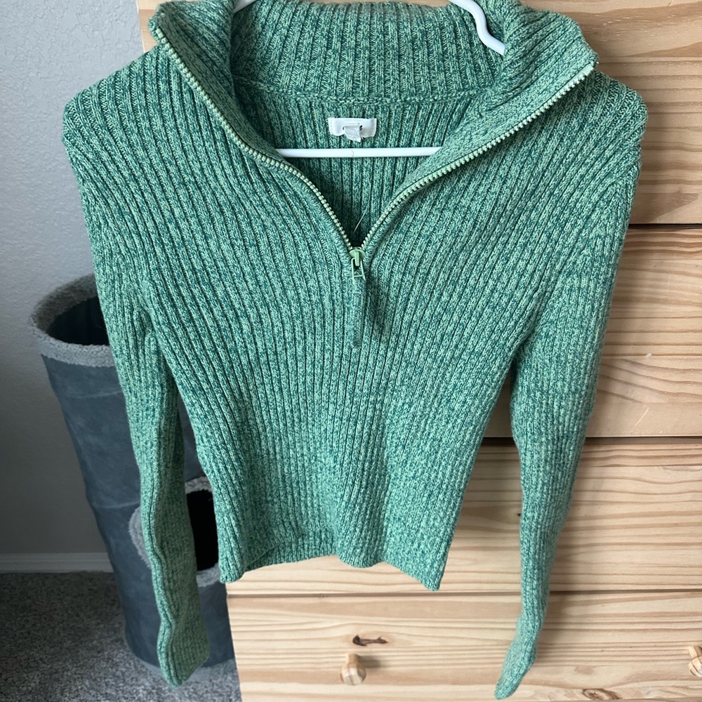 Green Ribbed Women's Sweater